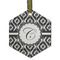 Ikat Flat Glass Ornament - Hexagon w/ Initial