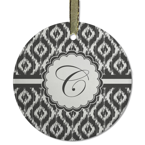 Ikat Frosted Glass Ornament - Round