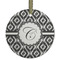 Ikat Frosted Glass Ornament - Round