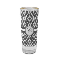 Ikat 2 oz Shot Glass -  Glass with Gold Rim - Set of 4 (Personalized)