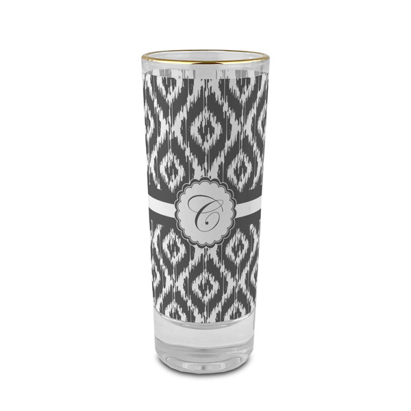 Custom Ikat 2 oz Shot Glass - Glass with Gold Rim (Personalized)