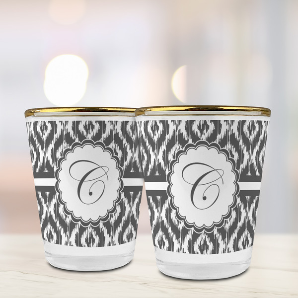 Ikat Glass Shot Glass - with gold rim - LIFESTYLE