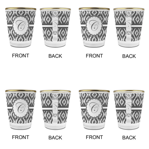 Ikat Glass Shot Glass - with gold rim - Set of 4 - APPROVAL