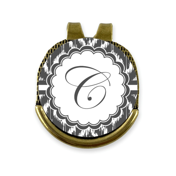 Custom Ikat Golf Ball Marker - Hat Clip - Gold