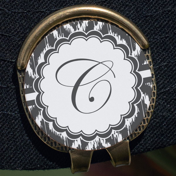 Ikat Golf Ball Marker Hat Clip - Gold - Close Up