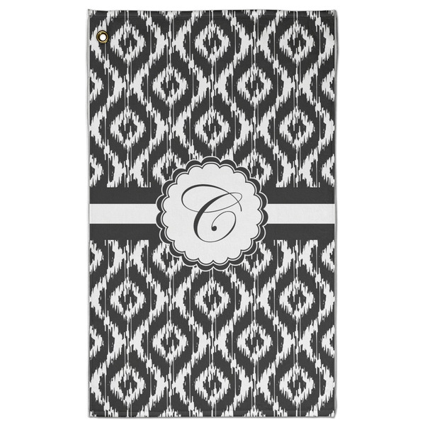 Custom Ikat Golf Towel - Poly-Cotton Blend - Large w/ Initial