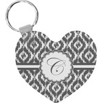 Ikat Heart Plastic Keychain w/ Initial