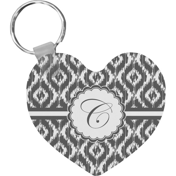Custom Ikat Heart Plastic Keychain w/ Initial
