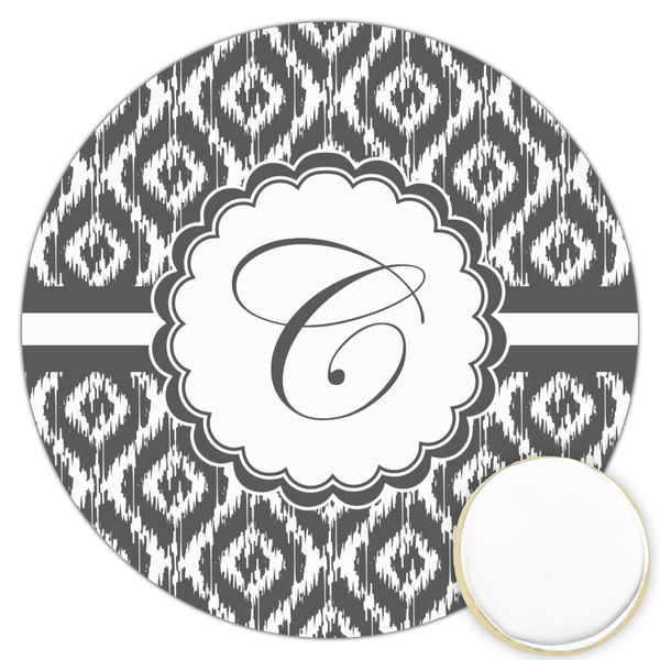 Custom Ikat Printed Cookie Topper - 3.25" (Personalized)