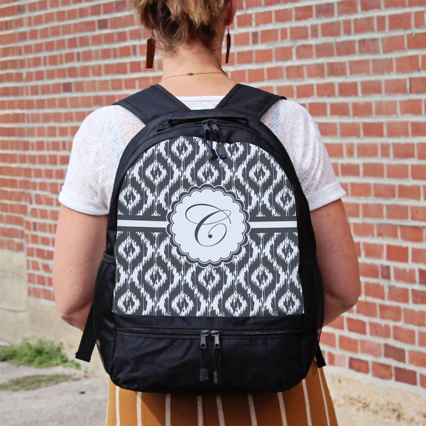 Ikat Large Backpack - Black - On Back