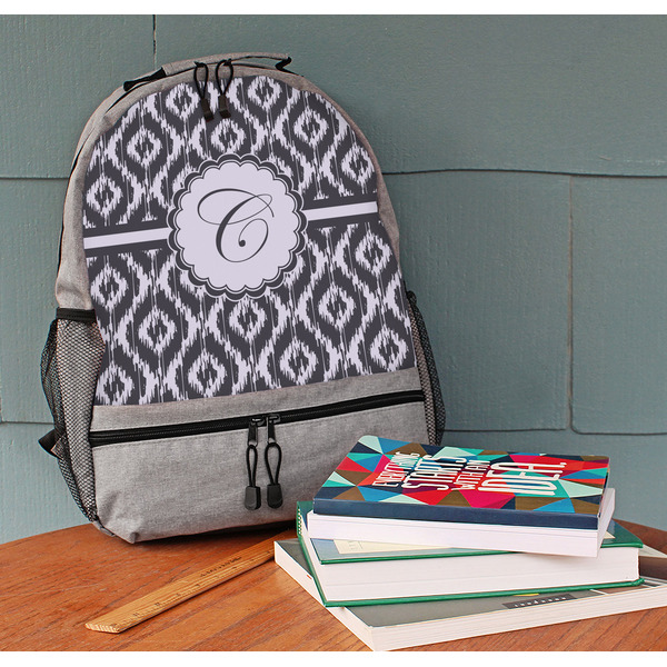 Ikat Large Backpack - Gray - On Desk
