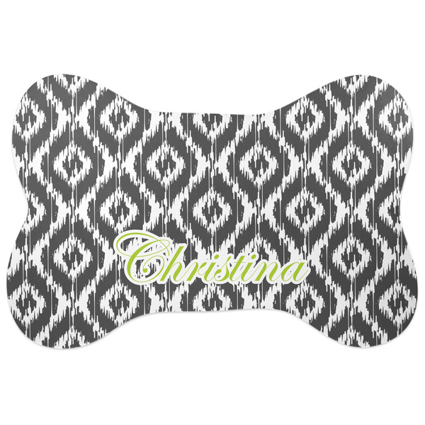 Custom Ikat Bone Shaped Dog Food Mat (Personalized)