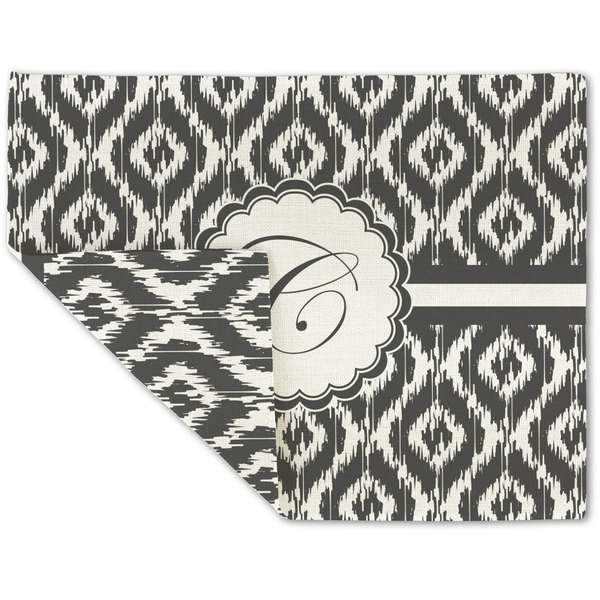 Custom Ikat Double-Sided Linen Placemat - Single w/ Initial