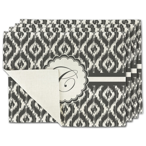 Custom Ikat Single-Sided Linen Placemat - Set of 4 w/ Initial