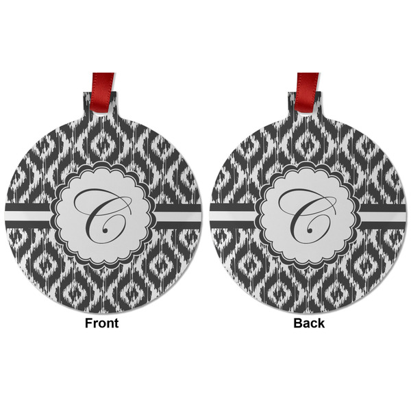 Ikat Metal Ball Ornament - Front and Back