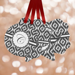 Ikat Metal Ornaments - Double Sided w/ Initial