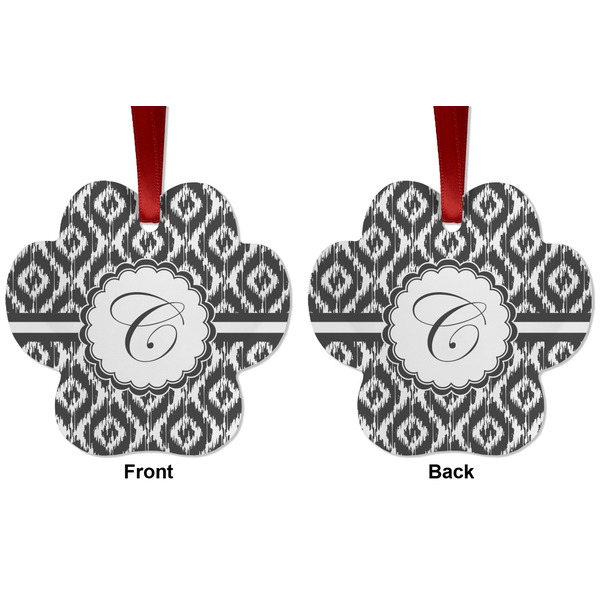 Ikat Metal Paw Ornament - Front and Back