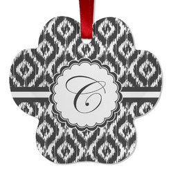 Ikat Metal Paw Ornament - Double Sided w/ Initial