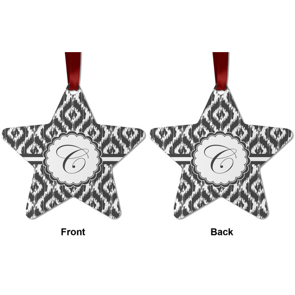 Ikat Metal Star Ornament - Front and Back