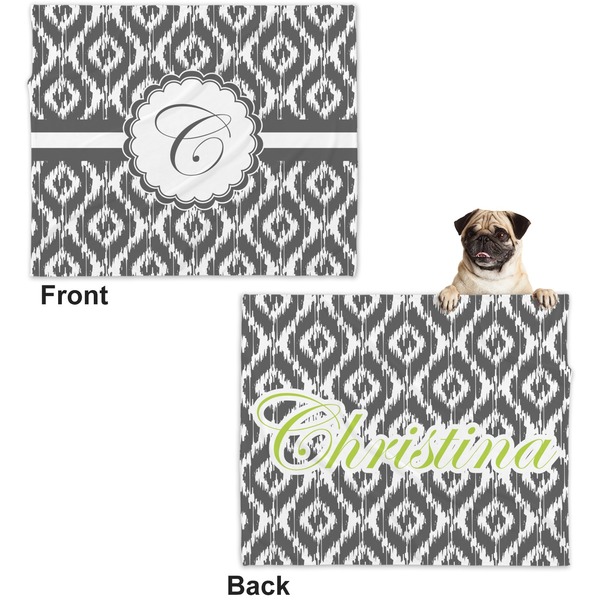 Ikat Microfleece Dog Blanket - Large- Front & Back