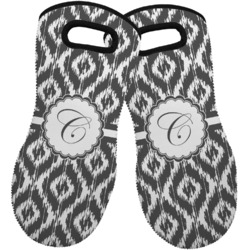 Ikat Neoprene Oven Mitts - Set of 2 w/ Initial