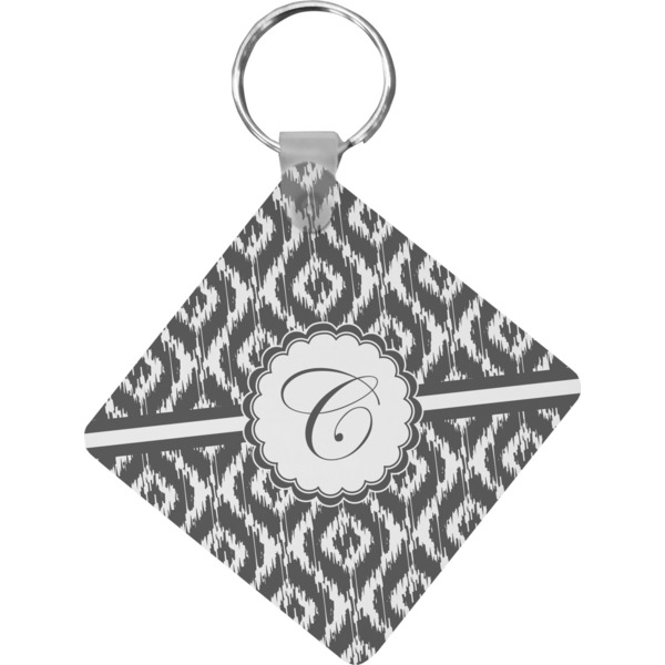 Custom Ikat Diamond Plastic Keychain w/ Initial