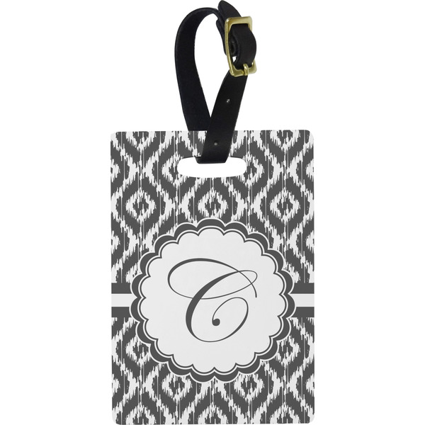 Custom Ikat Plastic Luggage Tag - Rectangular w/ Initial