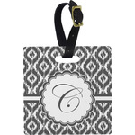 Ikat Plastic Luggage Tag - Square w/ Initial