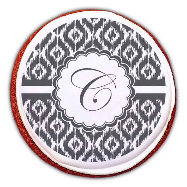 Ikat Printed Icing Circle - Large - On Cookie