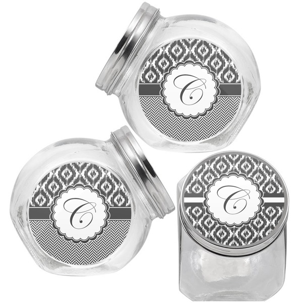 Ikat Puppy Treat Jar - Top Left Right