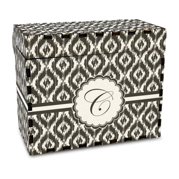 Custom Ikat Wood Recipe Box - Full Color Print (Personalized)