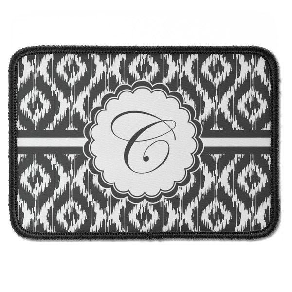 Custom Ikat Iron On Rectangle Patch w/ Initial