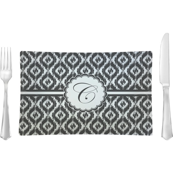 Custom Ikat Rectangular Glass Lunch / Dinner Plate - Single or Set (Personalized)