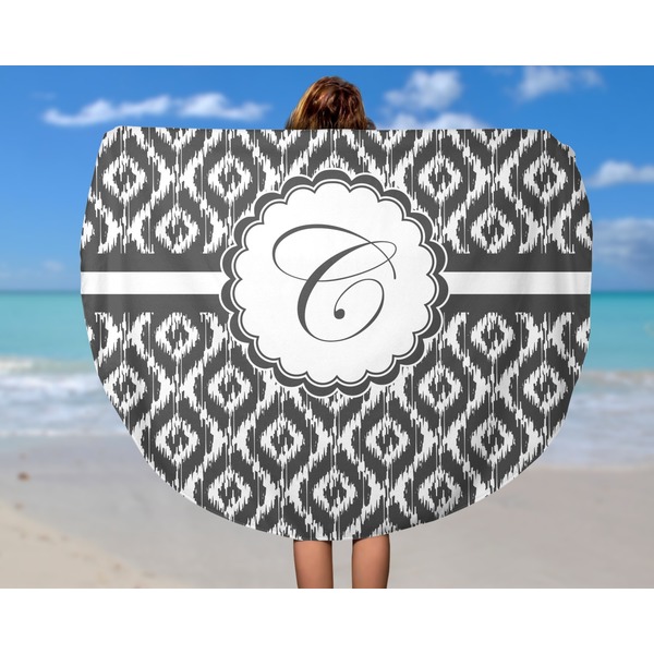 Ikat Round Beach Towel - In Use