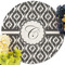 Ikat Round Linen Placemats - Front (w flowers)