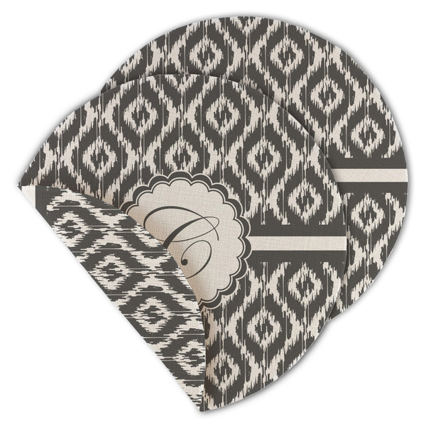 Custom Ikat Round Linen Placemat - Double Sided - Set of 4 (Personalized)