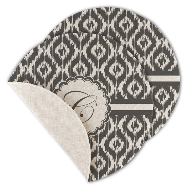 Custom Ikat Round Linen Placemat - Single Sided - Set of 4 (Personalized)