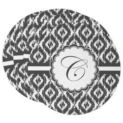Ikat Round Paper Coasters w/ Initial