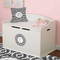 Ikat Round Wall Decal on Toy Chest