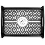 Ikat Black Wooden Tray - Large (Personalized)