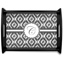Ikat Black Wooden Tray - Large (Personalized)