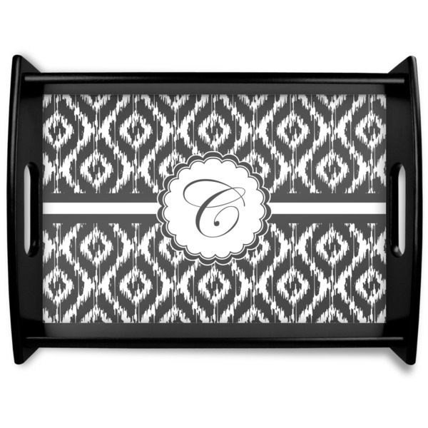 Custom Ikat Black Wooden Tray - Large (Personalized)