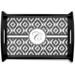 Ikat Black Wooden Tray - Small (Personalized)