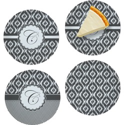 Ikat Set of 4 Glass Appetizer / Dessert Plate 8" (Personalized)