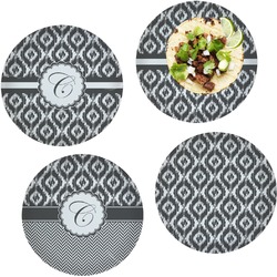 Ikat Set of 4 Glass Lunch / Dinner Plate 10" (Personalized)