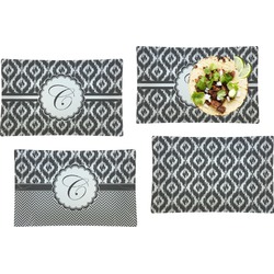 Ikat Set of 4 Glass Rectangular Lunch / Dinner Plate (Personalized)