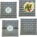 Ikat Set of 4 Glass Square Lunch / Dinner Plate 9.5" (Personalized)