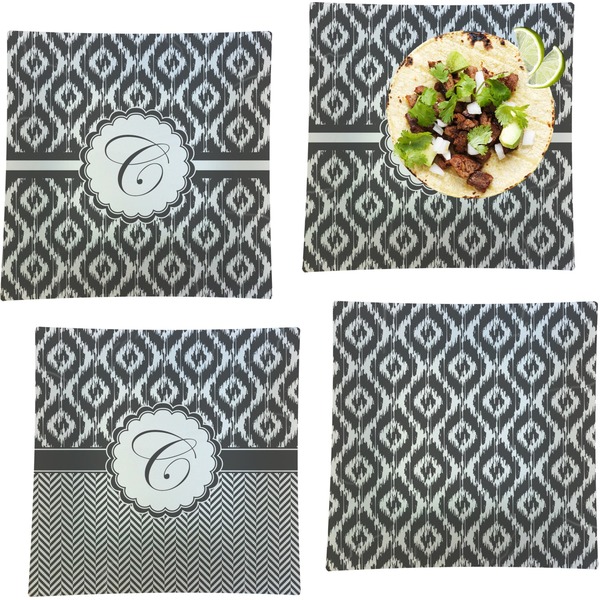 Ikat Set of Square Dinner Plates