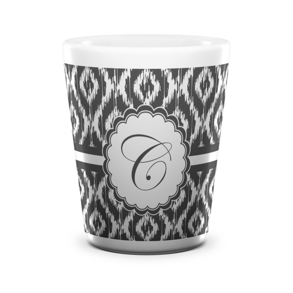 Custom Ikat Ceramic Shot Glass - 1.5 oz - White - Set of 4 (Personalized)