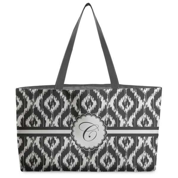 Custom Ikat Beach Totes Bag - w/ Black Handles (Personalized)